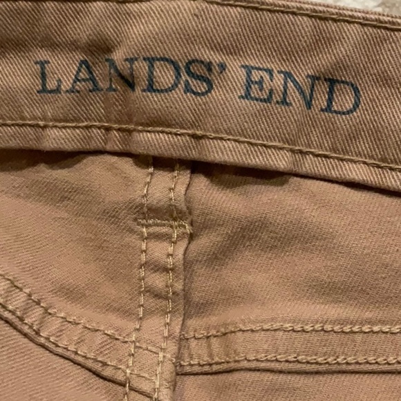 Woman Lands End Mid-Rise Slim Straight Leg Colored Denim Jeans in French Walnut - Picture 12 of 14